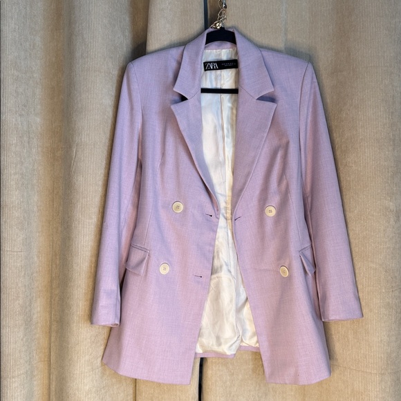 Zara Women's Light Purple Double-Breasted Blazer - Picture 6 of 6